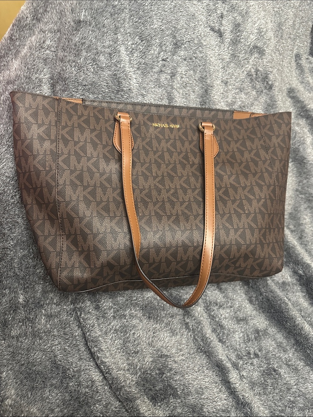 Michael Kors Brown and Tan MK Logo Tote